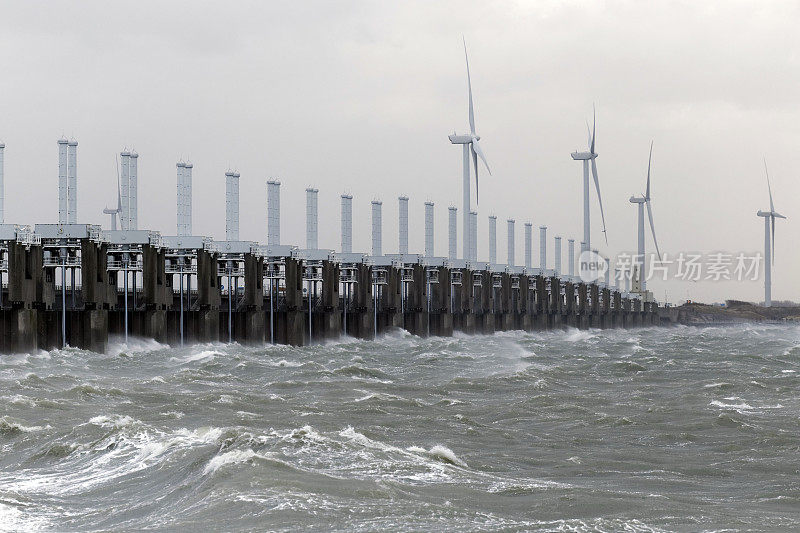 荷兰三角洲工程-东Schelde (Oosterschelde)风暴屏障因风暴和洪水关闭